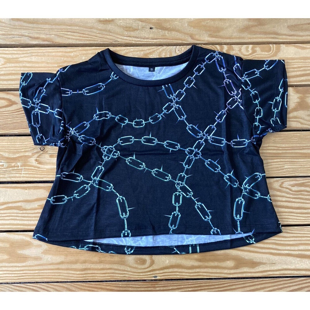 NEW Vapor 95 Chain Crop T Shirt Size Small Women’s Black Pullover